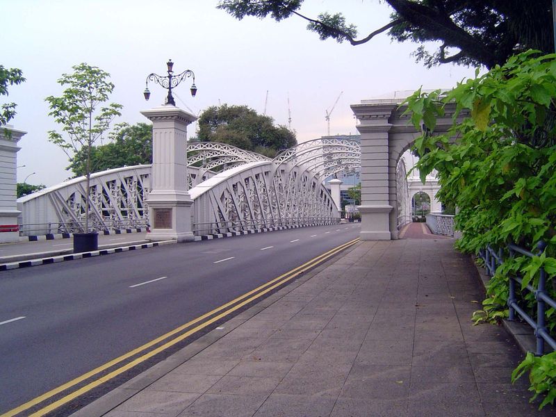 Downstream, the Anderson Bridge, 1909, opened by John Anderson, whose long c.v. included a stint as governor of the Straits Settlements.