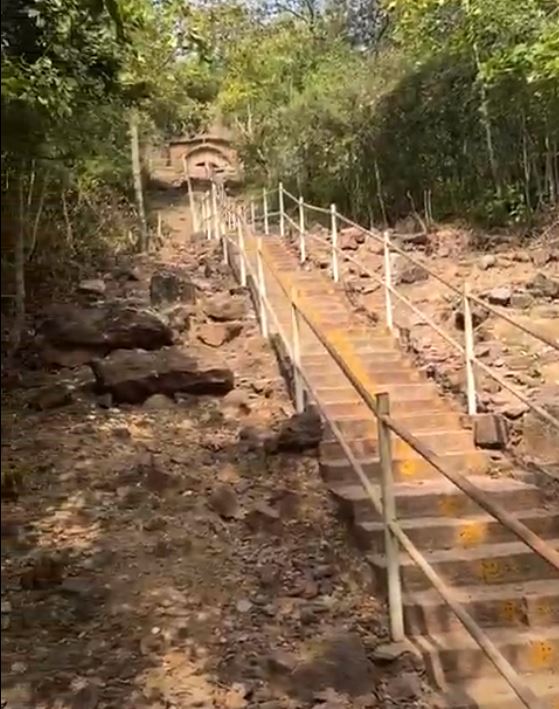Lots of stairs, but you can see there's something up there.