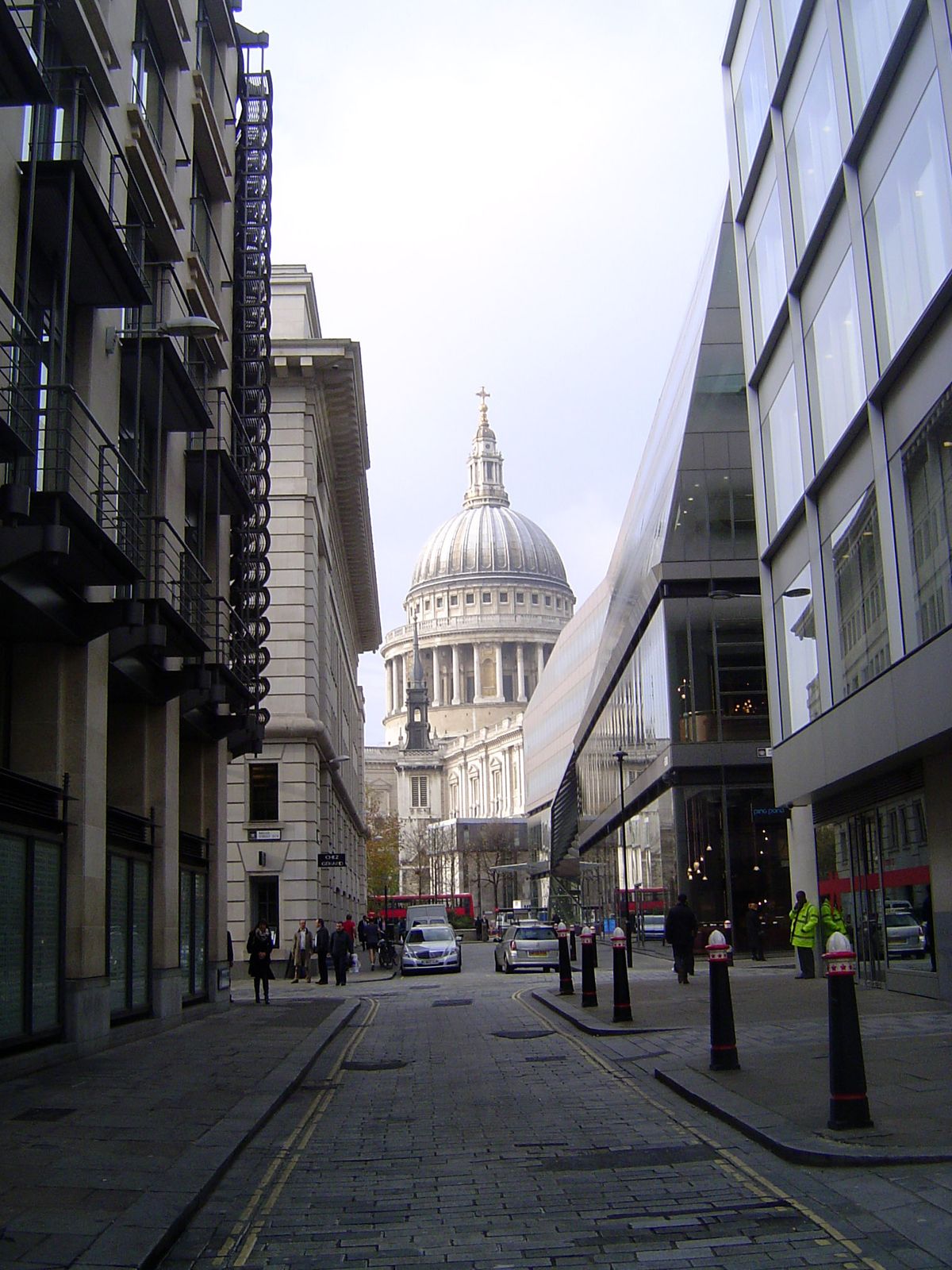 Finally St. Paul's, approached here on Watling Street, once an important road leading to Ludgate, the western gate of Roman London.