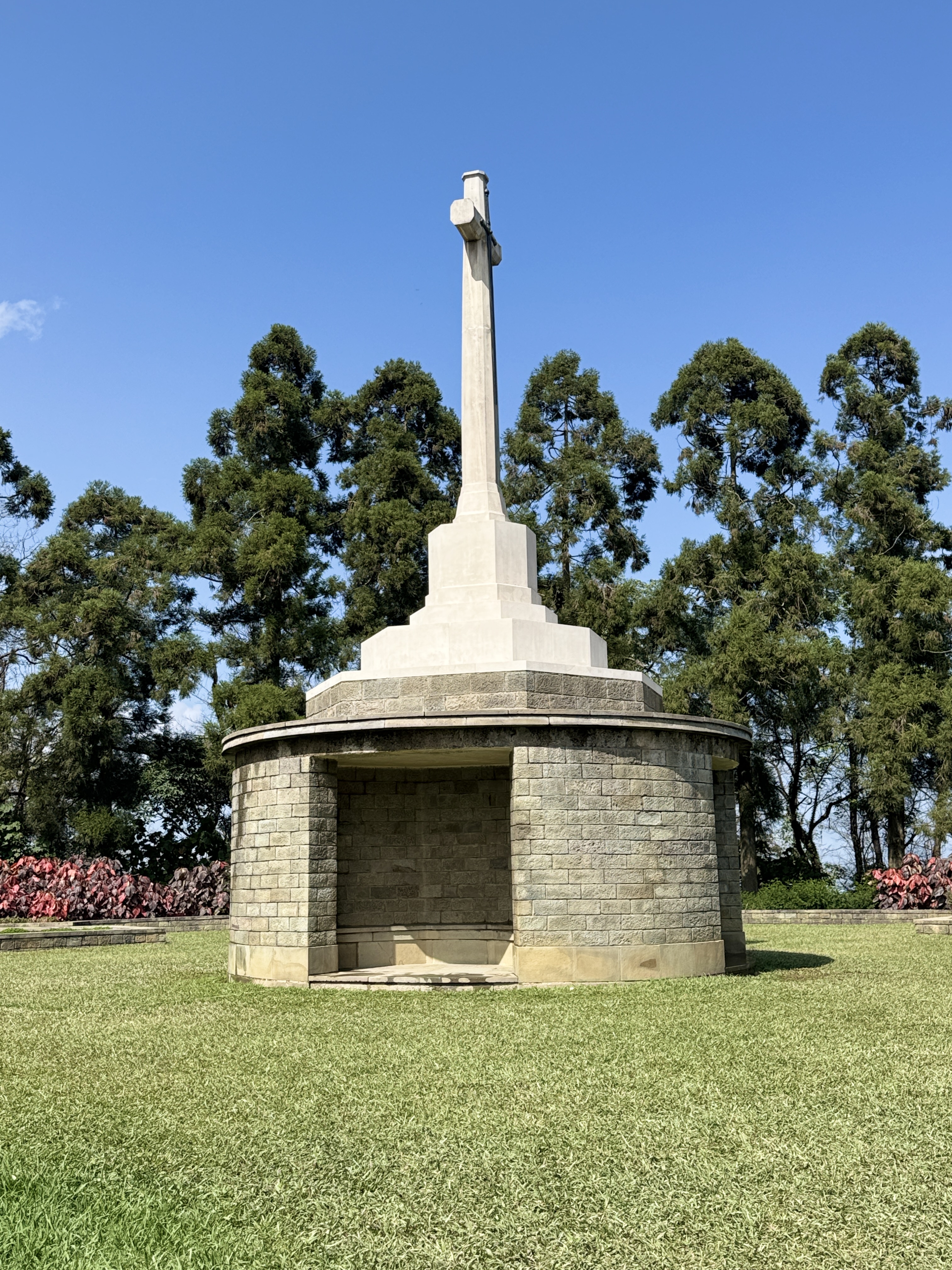 The cemetery's Cross of Sacrifice looks conventional at first.