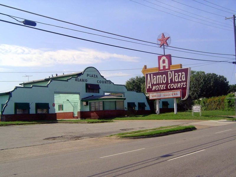 The periphery of downtown has suffered, with the exception of the prosperous north side. Here: a motel on U.S. 80 a mile west of downtown.