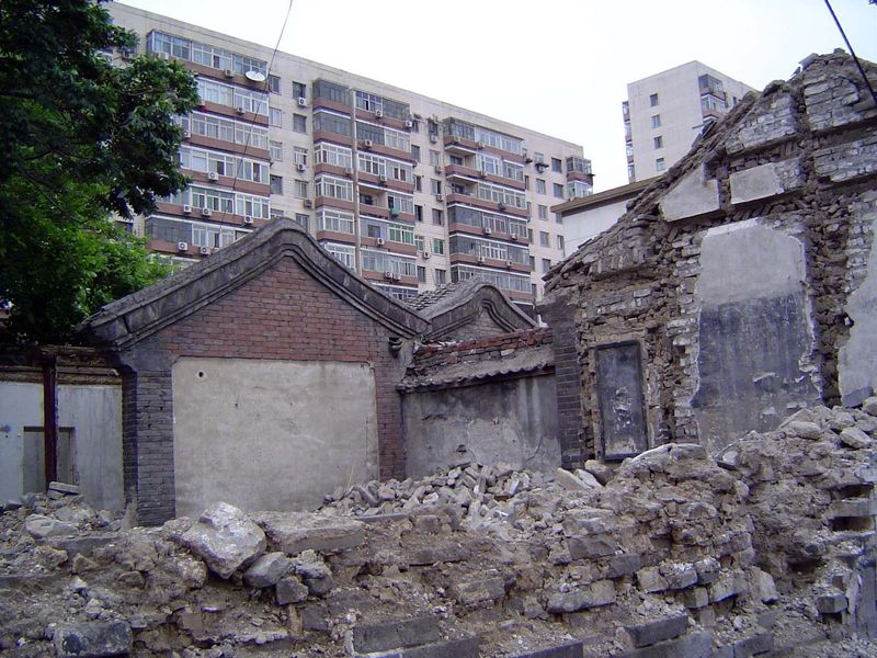 As the houses are torn down, their structural solidity is revealed.