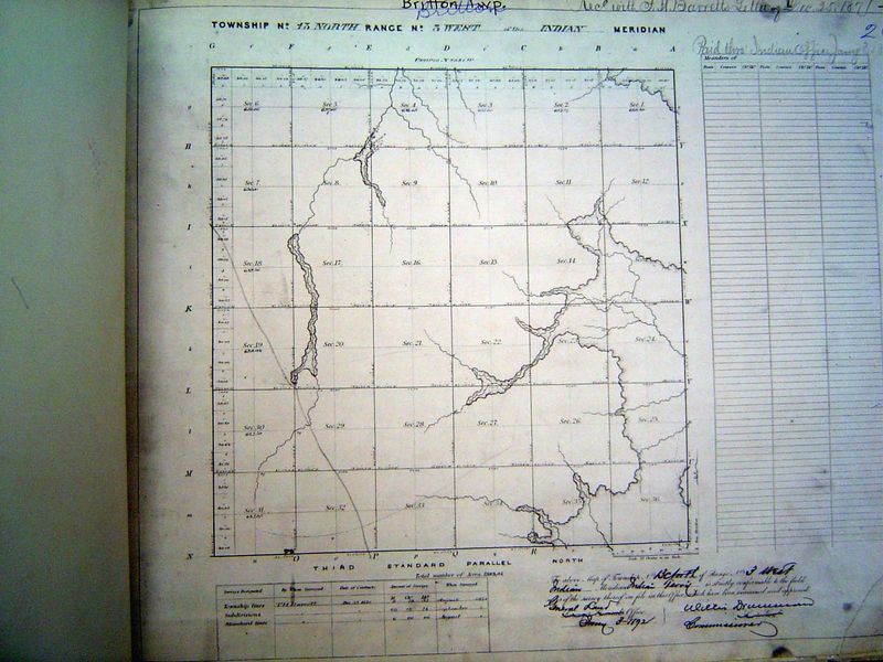 The last picture was taken from exactly the midpoint of the bottom line of this township plat, which is dated 1872. As you can see, the town