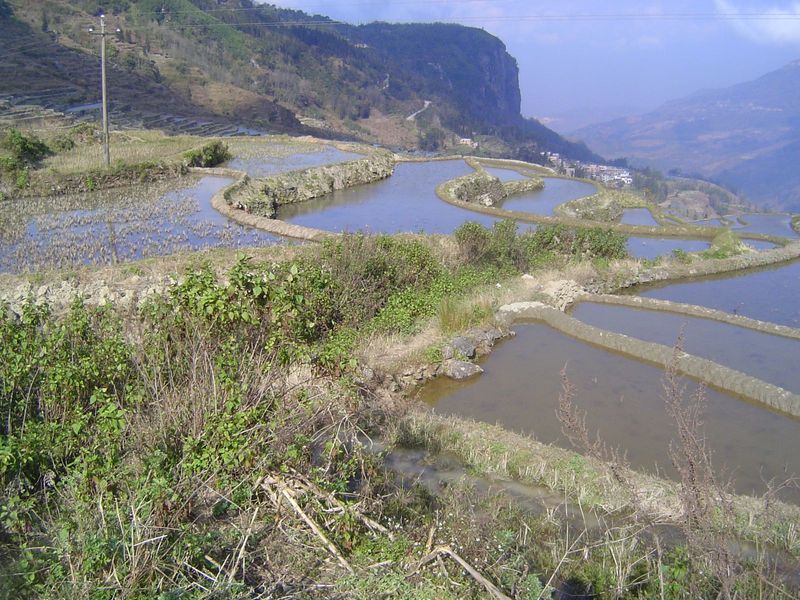 You can see its course. In the distance there's another village. The World Heritage site includes 82. According to UNESCO, the site also inc