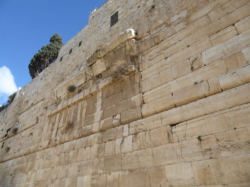 The stones are the only surviving bit of Robinson's Arch, which once supported a huge flight of stairs rising from the left. Built by Herod 