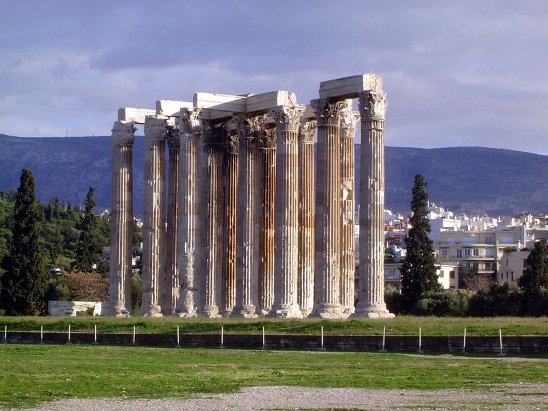 The temple, begun in about 520 B.C., had a platform measuring 134 by 353 feet. It was to be wrapped in a double colonnade on the unusual for