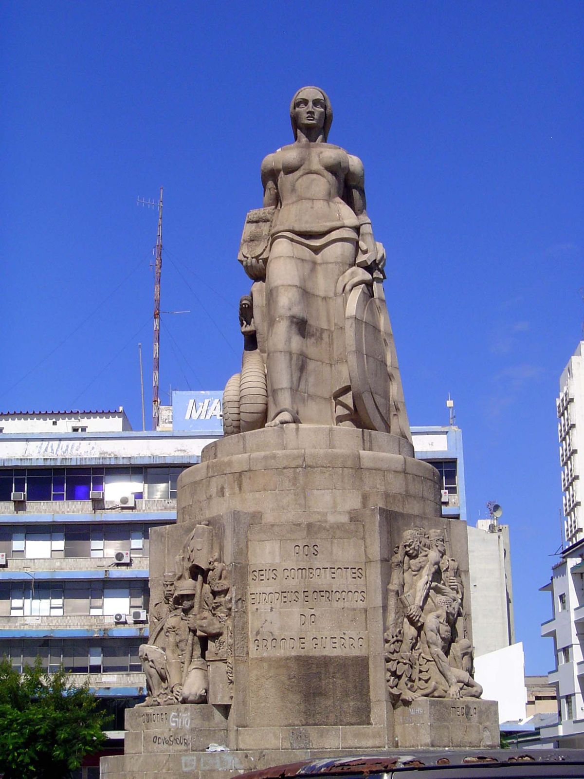Just outside the station: a brutal World War I memorial.