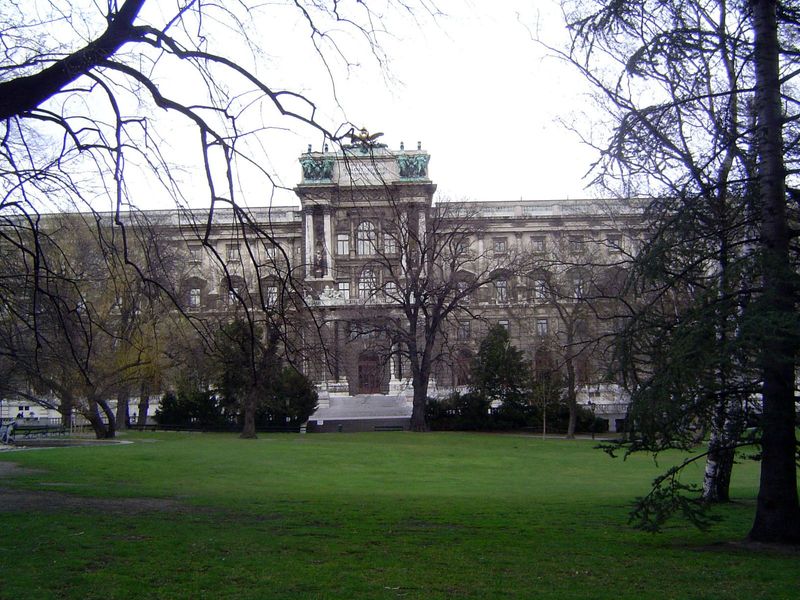 The east or opposite facade of the Neue Burg, seen from the Burggarten.