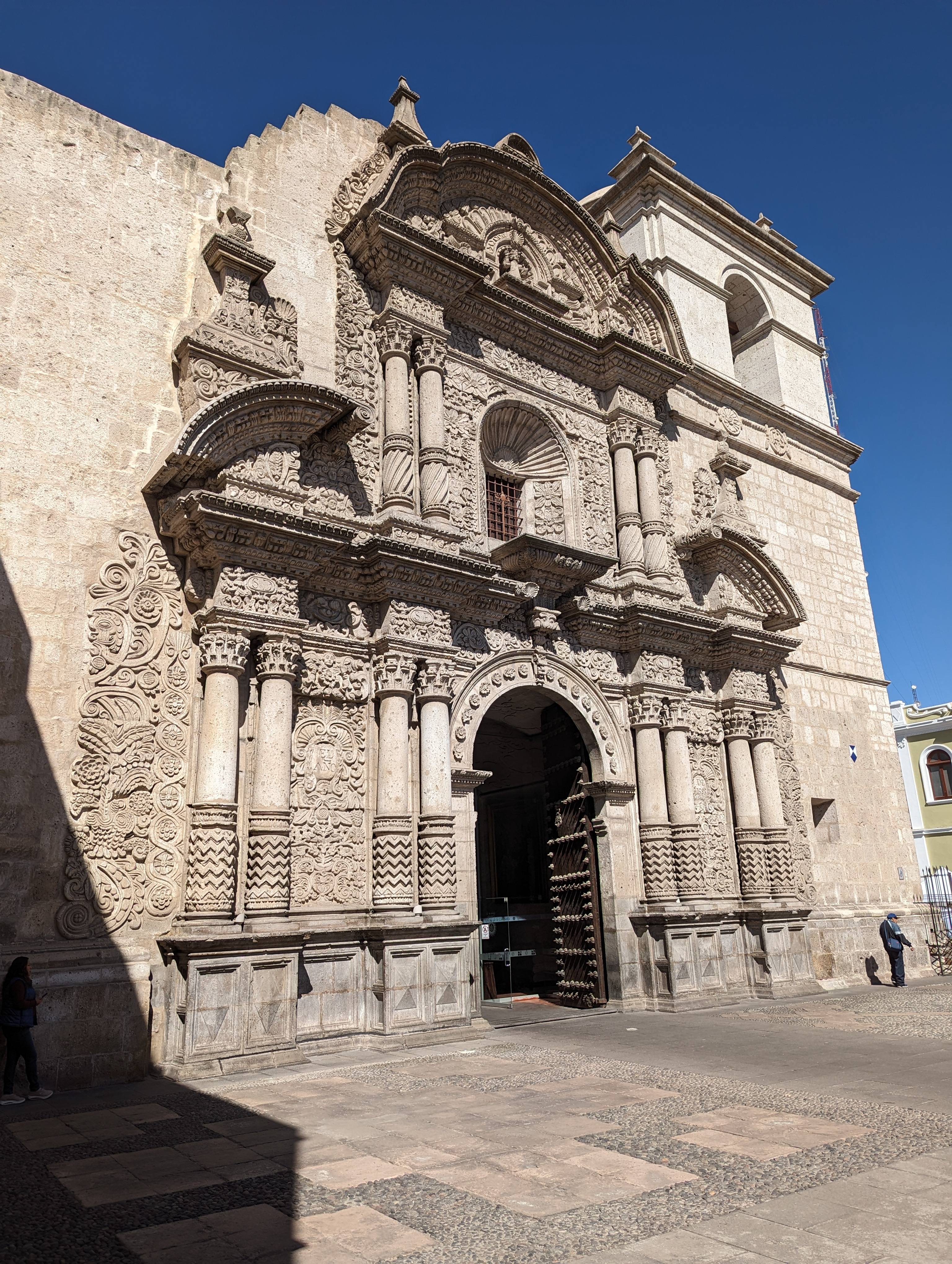 And here's the city's pride and joy, at least for architecture buffs. It's the entrance to the Compa ia church, from the middle-to-late 1600